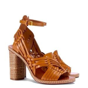 Tory Burch “Pecha” woven huarache block heel sandals 👡